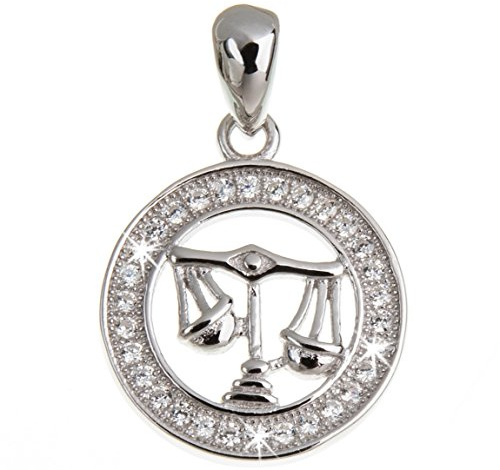 Silberketten Store Anhänger Sternzeichen Waage 925 Silber mit Zirkonia