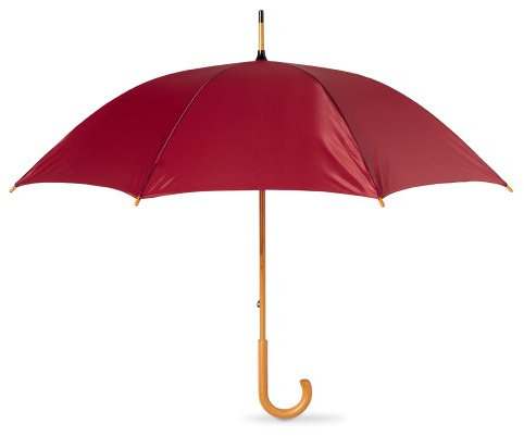 eBuyGB Wooden Crook Handle Large Umbrella Classic Manual Opening Rainproof for Men and Women Umbrella Windproof Strong - Burgundy 41.5 Inch / 105cm Span 90cm Length
