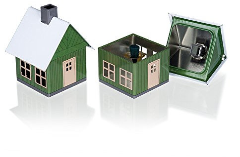 Crottendorfer - Räucherhaus Metall inkl. Räucherkerzenhalter - für Räucherkerzen Gr. M - Maße: 7,2x7,8x9,8cm - Motiv: Waldhaus, Grün - Made in Germany
