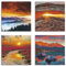 ARTLAND Wanddeko Leinwand Bilder Natur Set 4 tlg. je 40x40 cm Quadratisch Wandbilder Landschaft Sonnenaufgang Lotus Sommer K2GU
