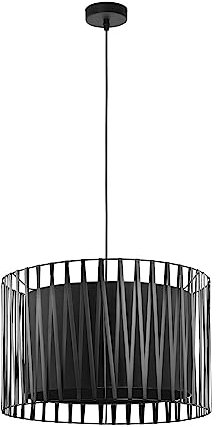 Licht-Erlebnisse Pendelleuchte Design aus Metall und Stoff in schwarz D:50cm E27 für Esszimmer Küche Wohnzimmer Hängeleuchte Pendellampe Hängelampe Innen