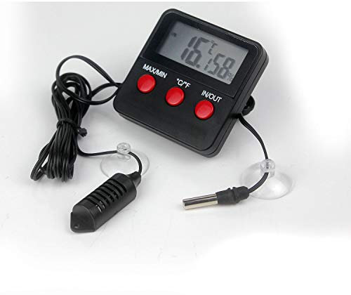Ytian Kit Thermomètre/Hygromètre Digital Numérique Max/Min avec Sondes Externes pour Terrarium à Reptiles