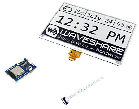Waveshare 7.5inch E-Paper Display HAT Module 800×480 E-Ink Electronic Paper Screen for Raspberry Pi/Jetson Nano SPI Interface with ESP32 Driver Board(WiFi/Bluetooth)
