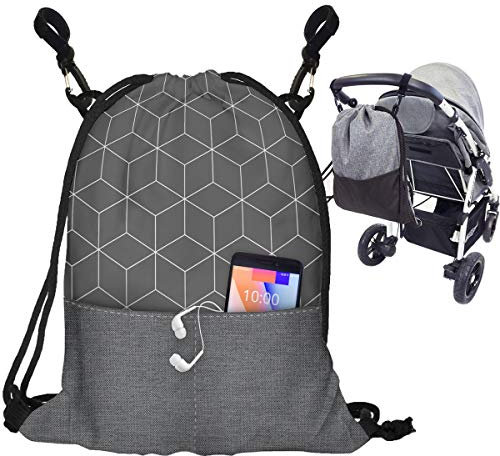 Kinderwagen Organizer Buggy Tasche Baby Wickeltasche Trolley Kinderwagentasche mit Befestigungshaken Modische Universal Turnbeutel Organizer Für Mutter Würfel 2 [075]