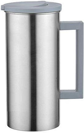 Wasserkrug Teekanne, Mit Deckel, Hohe Kapazität Rostfreier Stahl Geschenk Zum Servieren Von Wasser, Saft, Eistee Und Anderen Kalten Getränken, 1,8 L (Grau)
