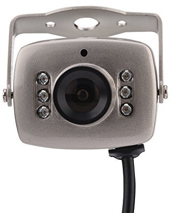 Kafuty Mini 6 LED Box Camera CCTV Security Camera Night Vision Digital Video Camera PAL/NTSC High Sensitivity Camera with Removable Mounting Bracket and Lens Cap(PAL)