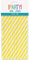 Unique Party Lot de 40 pailles en papier à rayures jaune fluo, 63706, Pack of 40