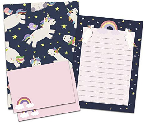Briefpapier Set Kinder DIN A5 Briefpapier Kinder inkl. Umschläge (Einhorn)
