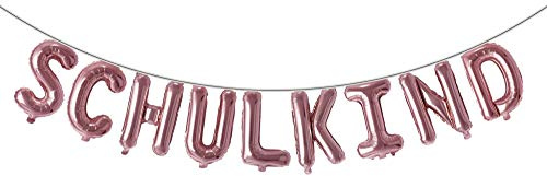 Trendario Schulkind Folien Luftballon Girlande Banner - Rosé Gold - Hänge Deko für Schuleinführung Einschulung Schulanfang Schulstart Dekoration Schule Für Mädchen & Jungen