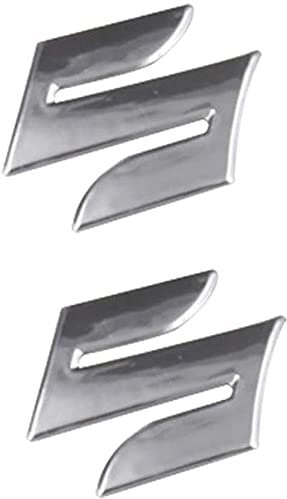 Motorrad Aufkleber Sticker 2Pcs / Set S Logo 3D-Motorrad-Körper Trunk Dekor Styling-Abziehbild-Aufkleber for Suzuki (Color : Silver)
