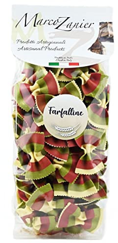 Bunte Pasta Farfalline Bandiera Italiana, Schmetterlings Nudeln Italienische Flagge, 250 g, Farbige Nudeln, Marco Zanier