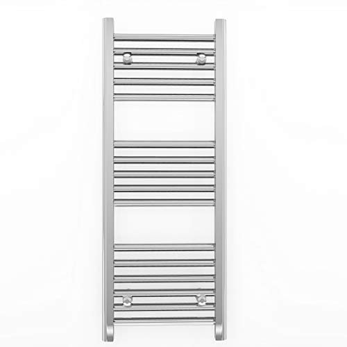 400mm Wide Chrome Heated Bathroom Towel Rail Radiator For Central Heating Elegant Designer UK (400mm x 900mm (h))
