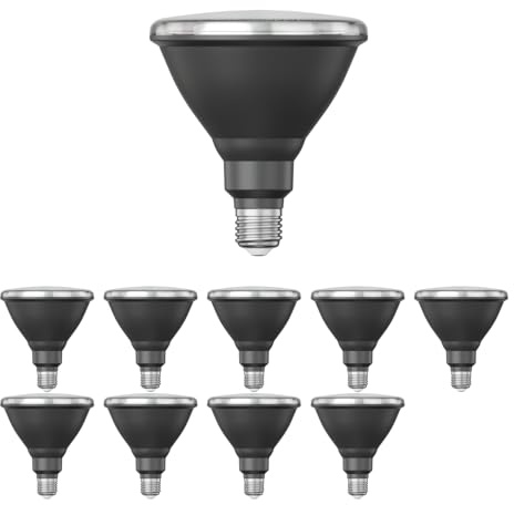 ledscom.de 10x E27 LED Leuchtmittel, PAR38 kurzer Hals, weiß (4200 K), 16,1 W, 1379lm, 45°, Reflektorspiegel (silber)