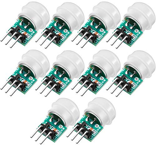 Weewooday 10 Pieces AM312 Mini Human Sensor Module IR Pyroelectric Infrared PIR Motion Sensor Detector Modules DC 2.7V to 12V, Working Temperature Minus 20 Degrees Celsius to 60 Degrees Celsius