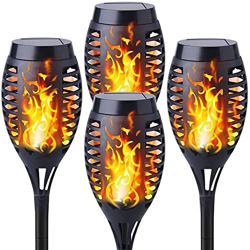 Yohencin Solar Lights for Garden, Flame Effect Solar Torch Waterproof Solar Powered Flickering Dancing Lighting for Outdoor Garden Ornament Patio Pathway Yard Driveway (4 Pack)