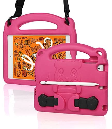 KINGSKEEN Estuche para iPad Mini 7.9 , iPad Mini 5/4/3/2/1, Estuche Profesional para niños Ligero a Prueba de Golpes de EVA, con Soporte Incorporado y Correa para el Hombro y portalápices(Rosado)