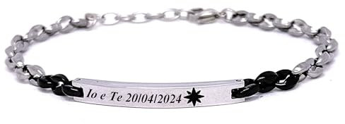 Bracciale uomo rosa dei venti piastra acciaio per incisione - bcc0399