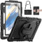 SEYMAC for Samsung Galaxy Tab A8 Case 10.5‘’ 2022(SM-X200/SM-X205/SM-X207), Shockproof Protective Case with Screen Protector, 360 Degree Rotating Hand Strap& Stand, Shoulder Strap, S Pen Holder, Black
