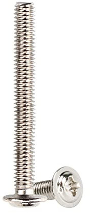 WELLOCKS Schrankgriffe Schrauben | M4 × 35 mm Maschinenschrauben Sortiment Kit | Flachscheibenkopf Kreuzschlitzschrauben Set aus Metall | für Schrank Schublade Knöpfe (D15035) | Silber | 25 Stück