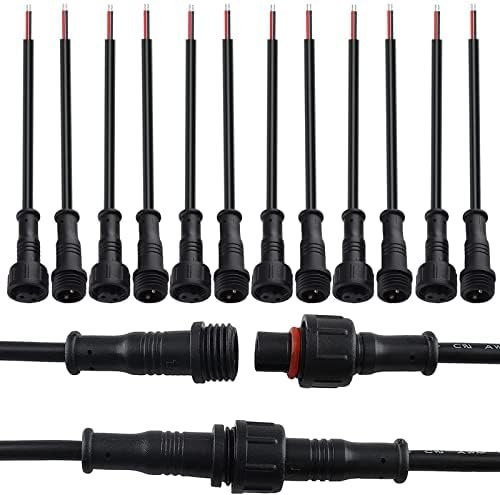 GZLFH 8 Paar wasserdichte Anschlüsse, 2 Poliger Stecker Male Female Plug LED Steckverbinder IP65 Wasserdicht mit 20CM Skabel für 16-22AWG Niedervolt Skabel Verlängerung
