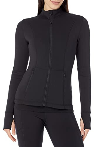 Amazon Essentials Damen Active Sweat Jacke mit durchgehendem Reißverschluss, Schwarz, XL