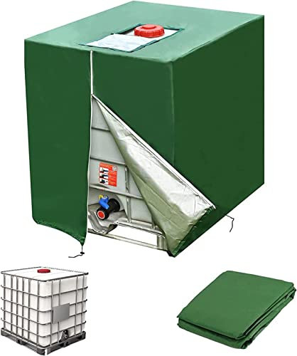 TSQZE IBC Tank Abdeckung, IBC Container Cover, Abdeckplane Schutzhülle 210D Abdeckplane Für Wassertank 1000L, Schutzhaube Schutzplane Wassertank Staubdichte Anti-UV-Schutzabdecku (Grün)