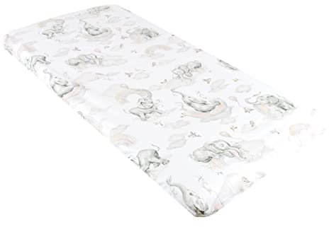 BABYLUX Baby Spannbettlaken für Kinderbett - 100% Baumwolle,60x120 / 70x140 cm weich und bequem, passend für alle Standardmatratzen, (127. Elefanten Beige, 60x120cm)