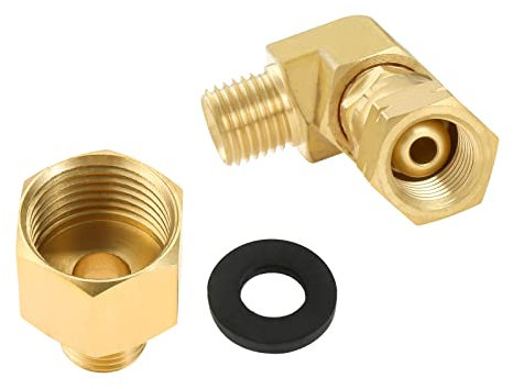 Aupoko Gas Adapter 1/2 R x 1/4 Left Straight + Gas Angle 1/4 Left 90 Degrees for Gas Cooker, Gas Stove, Grill Camping