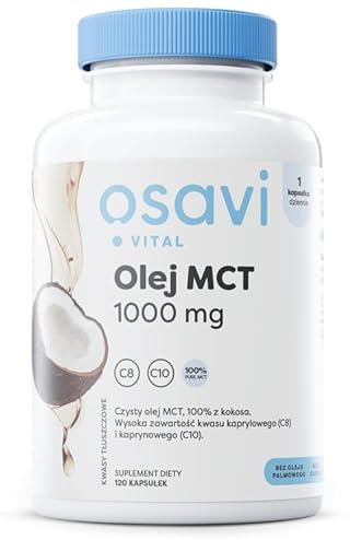 Osavi Aceite MCT 1000 mg - 120 cápsulas blandas | Alta concentración de ácidos caprílicos (C8) y cáprico (C10) | 100% aceite de coco, sin aceite de palma | Embalaje ecológico BioPET
