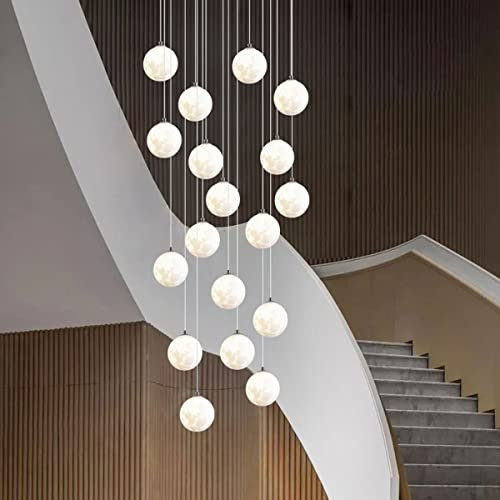 KOHKA Lustre d'escalier duplex Nordic Hotel Villa Grand centre commercial Boule de verre Magic Bean Long Lustre Lampes (Taille: 9 têtes, Couleur: 3 couleurs)