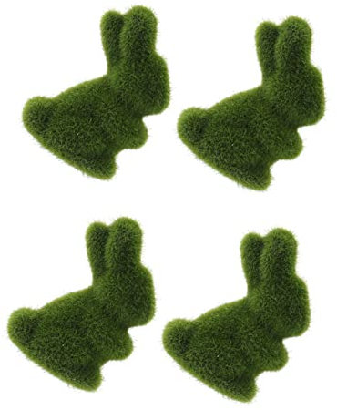 MERRYHAPY 4 Stück Osterhase Beflockte Tierfigur Kaninchenfiguren Kaninchen-simulationsmodell Falsches Moos Moosbedeckter Hase Beflockte Tierskulpturen Hasen-dekor Schaum Sammlung Künstlich
