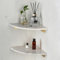 Koville Italienisches Eckregal aus natürlichem Marmor, 2 Stück, Wand-Eckregal-Organizer für Badezimmer/Küche/Wohnzimmer/Schlafzimmer, polierte Marmoroberfläche mit Metallregal (Sandweiß)