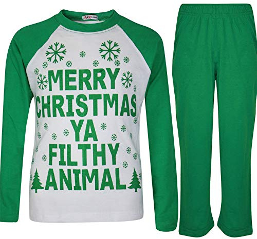 A2Z 4 Kids Boys Girls Ya Filthy Loungewear Long Sleeves Sleeves Xmas - PJS Ya Filthy Green 7-8.1
