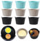 Baketron 9PCS Moule Silicone Air Fryer,Plat Pour Friteuse Sans Huile,Mafin Coupe Moule,Moule Pour Gâteau Au Four,Moule à Tarte Aux Oeufs，Air friteuse Accessoires, Silicone Bakeware，Noir + gris + bleu