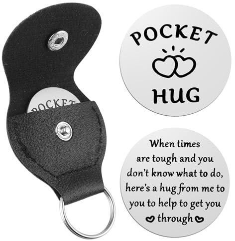 Mabor Pocket Hug Edelstahl-Glücksmünze, aufmunterung geschenke glücksbringer prüfung Neuer Job gute besserung doppelseitiger inspirierender Münze Schlüsselanhänger Männer Frauen motivationsgeschenke