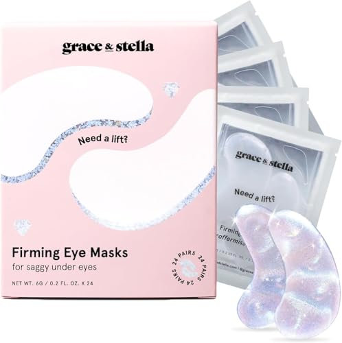 grace & stella Augenpads gegen Augenringe und Schwellungen, Augenmaske mit Peptiden und Reis-Extrakt, Eye Pads für straffere Haut [24 Paare]
