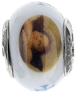 Holyart Pendentif Passant Anges Verre Murano Argent 925 pour Bracelets