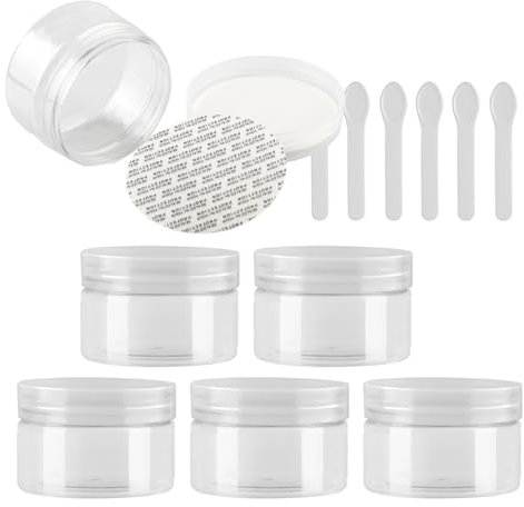 PQPAUTY 6 Pièces Vides 100 ml Transparent Cosmétique Pot en Plastique avec Couvercle Transparent 100 g Pots de Cosmétique Crème de Bouteille Contenant