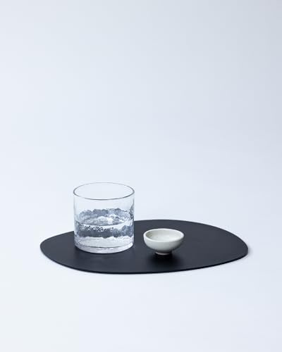 Metallbude Dekotablett Siva - Schwarz - Minimalistisches dekoratives Tablett aus pulverbeschichtetem Metall - 30x23 cm
