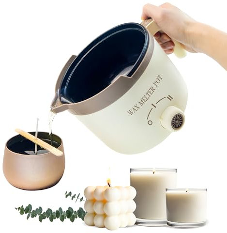 Electric Wax Melting Pot,Wax Melter for Candle Making with Lid, Jug for Melting Candle Wax with Pouring Spout (UK Plug)