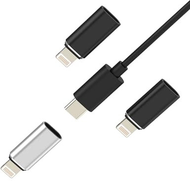 Adaptador USB C Hembra a Lightning Macho Cargador(3pack)para IPhone 14 13 12 11 Pro Max para Apple Tipo C Rapida Cable Conector para iPad Air Enchufe Datos Charger Portatil Carregador Coche Accesorios