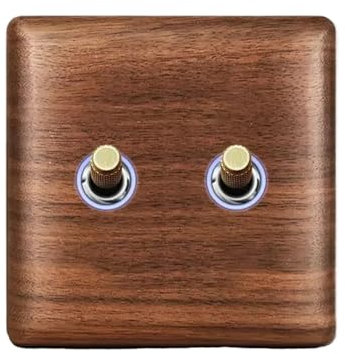 LIUSHENGJIE Prise d'interrupteur de panneau mural en bois vintage - Prise de courant standard UE, Royaume-Uni, FR - Prise de courant intégrée de 86 mm x 86 mm (2 prises informatiques)