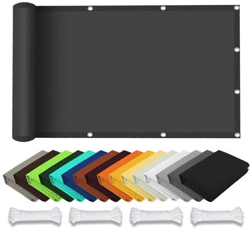 Tenda da Sole per Esterno a Caduta 150 x 200 cm Anti UV 98% Parasole Vela Tela Ombreggiante con Corde e Occhiello Balcone, La Terrazza e Il Giardino, Grigio Scuro