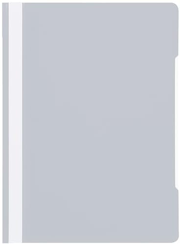 Conipa® 25 x Schnellhefter Grau DIN A4 (Set) mit Beschriftungsfeld PP-Kunststoff (Plastik) - Hefter & Mappe für Schule & Büro (stabil) - Heft-Mappen Organisation (PVC-frei) transparentes Deckblatt