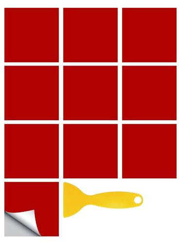 Hixingo Piastrelle Adesive Cucina Bagno, 20 Pezzi Mattonelle Adesive Cucina Piastrelle Bagno Adesivi PVC Pannelli Decorativi Tinta Unita per Mobili e Pareti (Rosso,15x15cm)