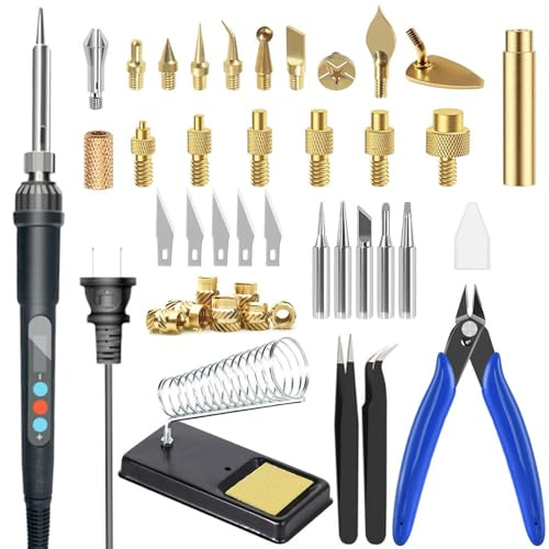 3DZWMAN 94PCS Heat Set Insert Tool Kit for 3D Printied Parts | Smoothing Tool Kit with Soldering Tips, Heat Set Insert Tools Set Brass Threaded Insert Nuts with 60W Digital Soldering Iron