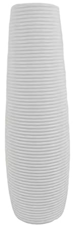 KESOTO Pampasgras Vase, 33cm Bodenvase für Flowers & Trockenblumen, Moderne Blumenvase, Aesthetic deko, Boho Vase Wohnungsdeko für Bürohauses, Flur, Wohnzimmer, Schlafzimmer, Eingang, Weiß