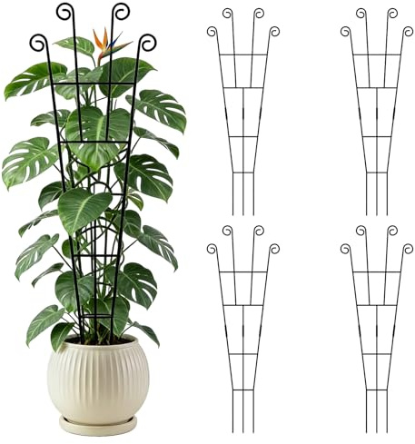4er Rankgitter 125CM für Kletterpflanzen, Metall Rankhilfe Zimmerpflanzen | Pflanzentrellis Gartentrellis Innen- und Außenbereich für Gemüse, Rosen und Blumen