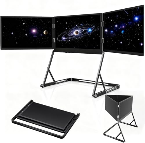 Giuggiolared Triplo Schermo PC Portatile con Display 15.6 FHD, Monitor Portatile per Laptop con Display HDMI/USB-C/Type-C, Ottimo per Configurazioni Multischermo PC Portatile