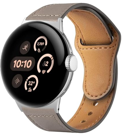 Wigento Smartwatch Leder Armband für Google Pixel Watch 4/3 45mm Faltschließe Ersatz